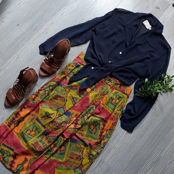 𝅺vintage MEXICAN CACTUS SOMBRERO FIESTA WRAP - Picture 12 of 13